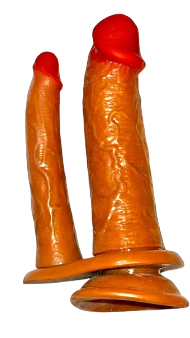 1066 - DILDO DOBLE: 17 CM LARGO GRANDE X 4.2 CM ANCHO Y 15 CM LARGO PEQUEÑO X 2.5 CM ANCHO