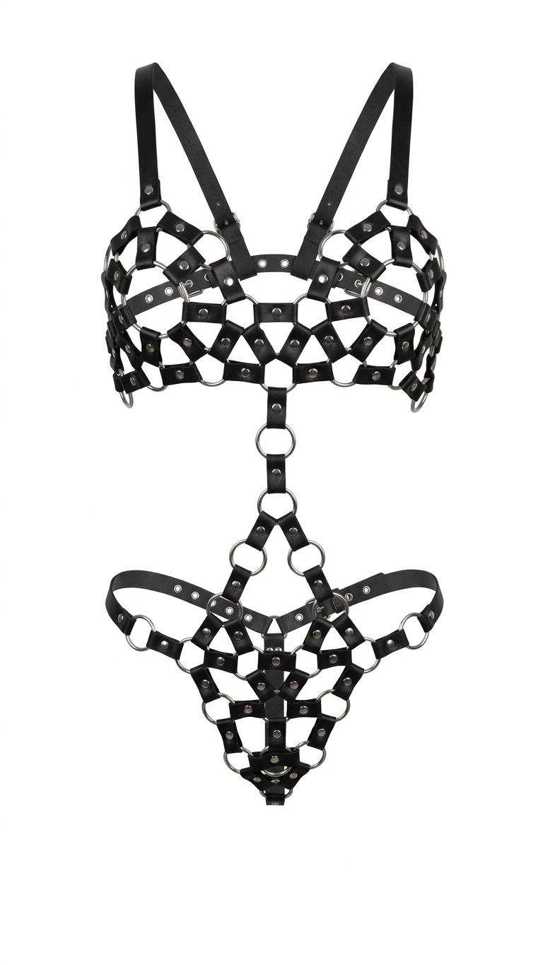 TRIKINI CONJUNTO DE LENCERÍA EN CUERINA