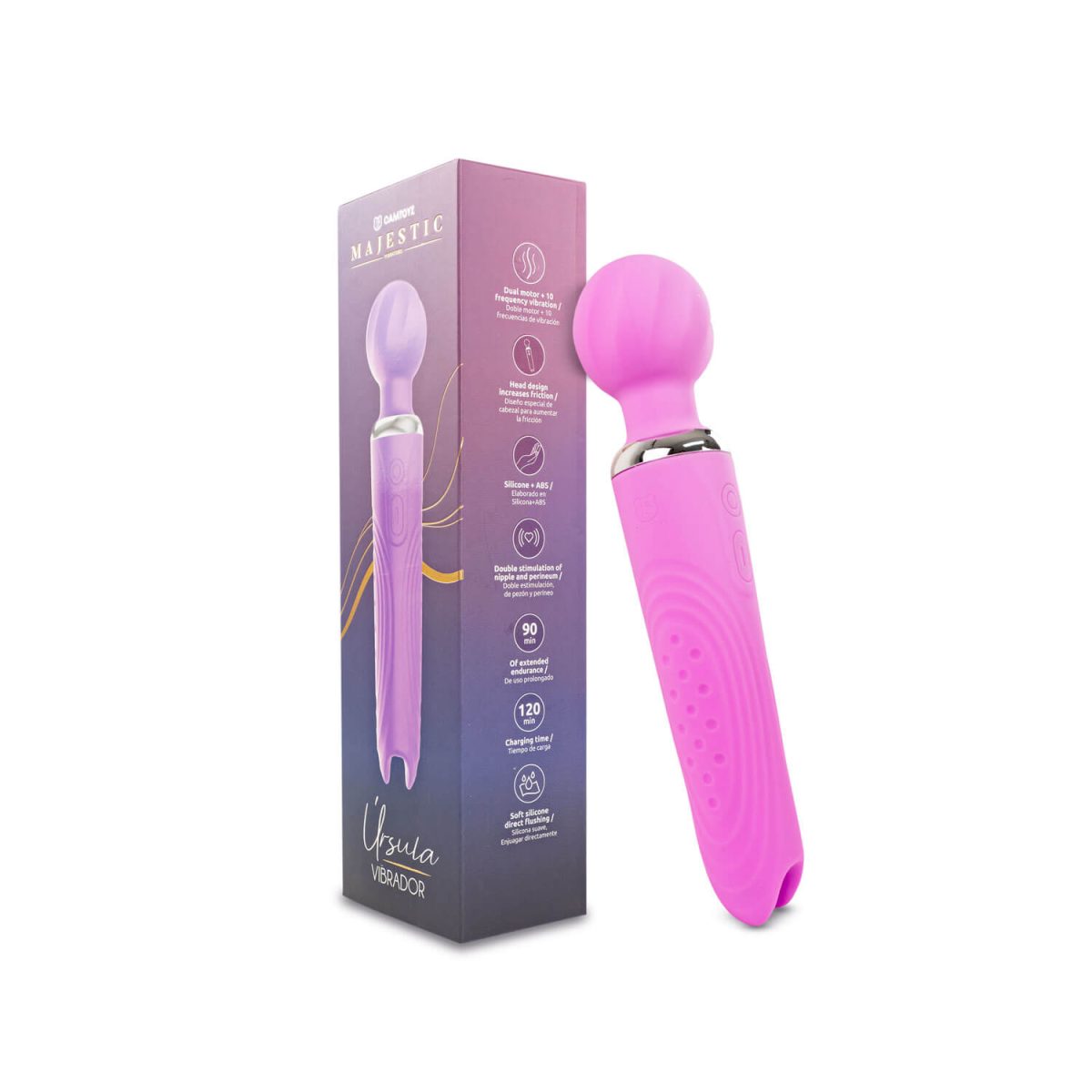 VIBRADOR TIPO HITACHI URSULA: 4.6 CM ANCHO X 22.1 CM LARGO