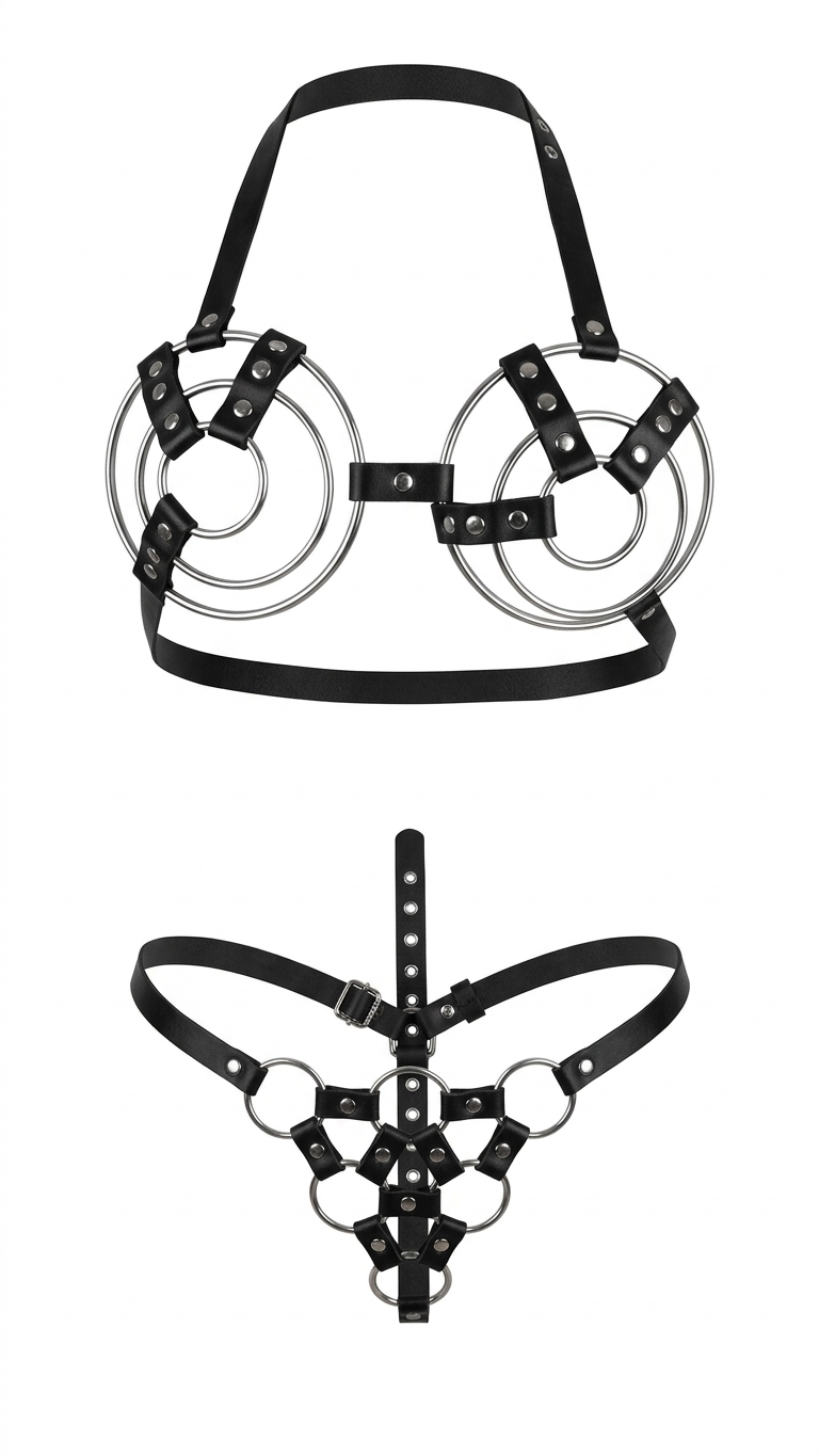 CONJUNTO DE LENCERÍA TIPO CUERO