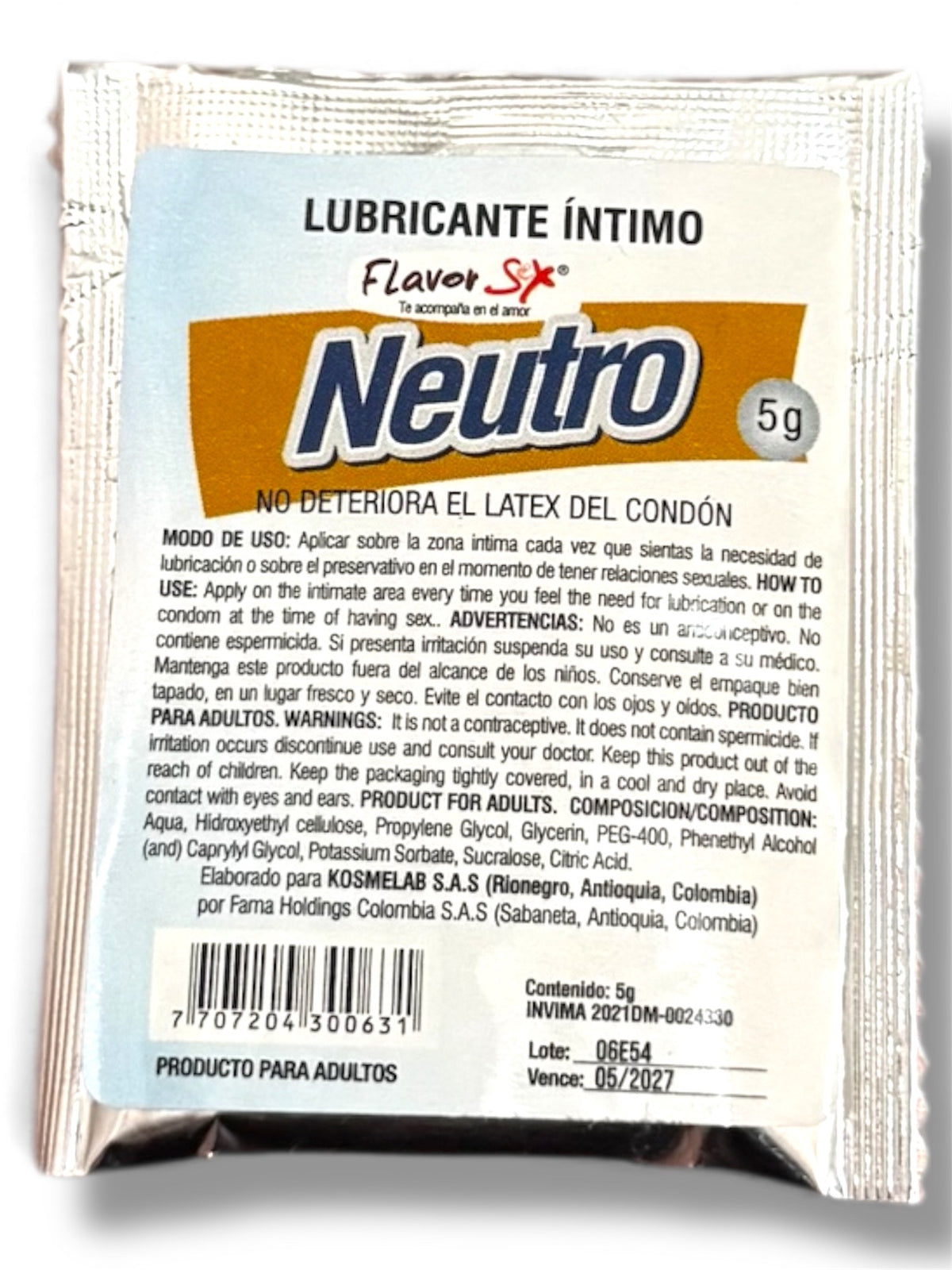 lubricante  neutro sachet
